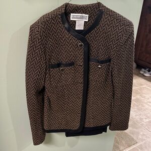 Jessica Howard Black and Brown Herringbone Blazer